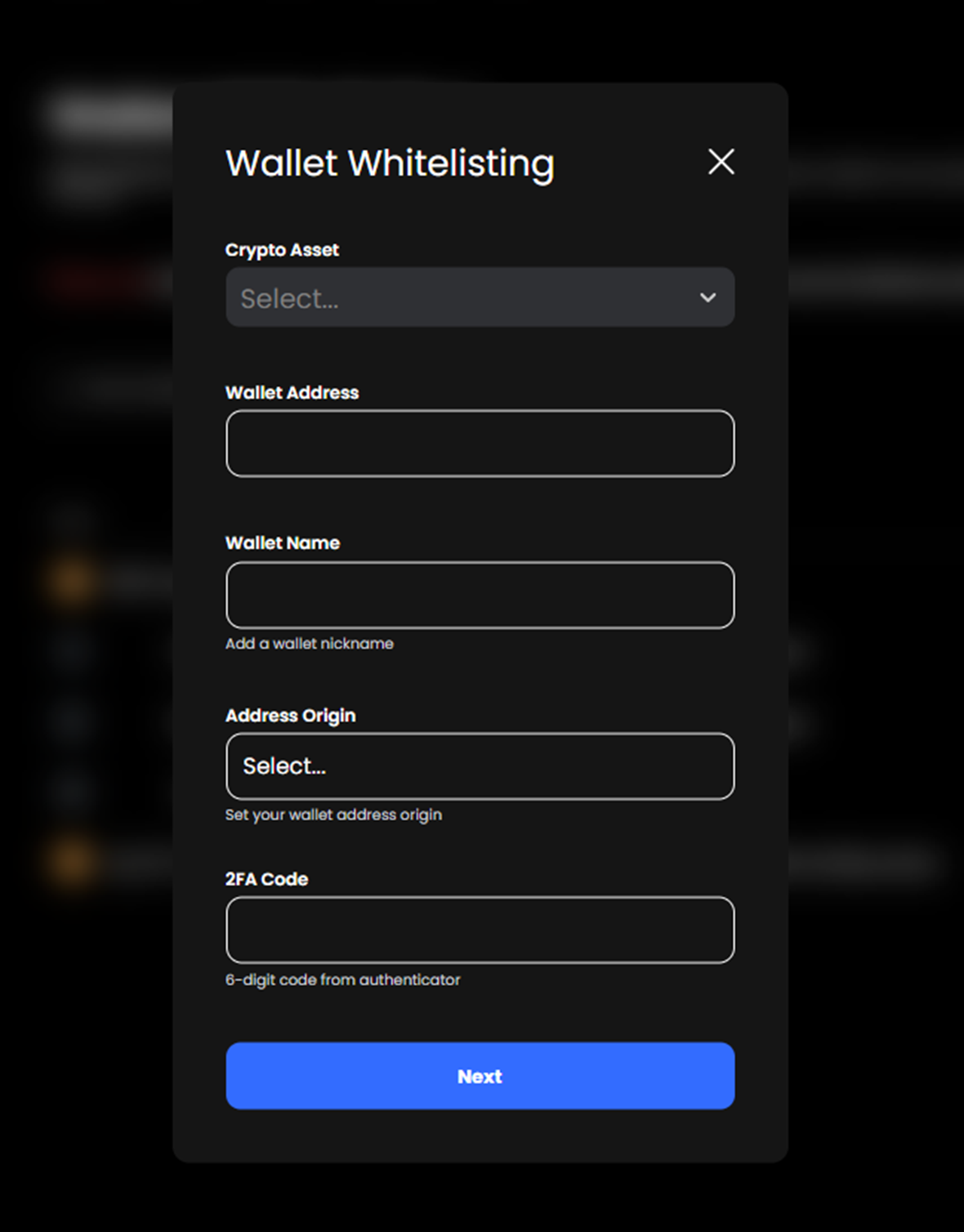 Adding a crypto wallet to the whitelist support